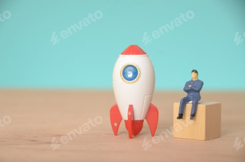 Preview: the rocket launch, the businessman remained seated,strategizing the next big project new heights