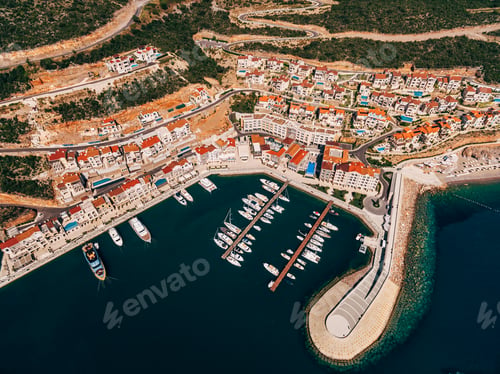 Preview: Aerial view of Lustica Bay luxury residential complex. Montenegro