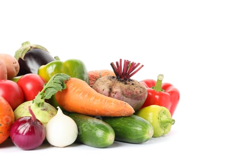 Preview: Composition with ripe vegetables isolated on white background