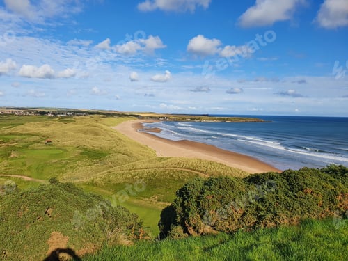 Preview: Fantastic view of a golf course near a beach in Cruden Bay, Scotland