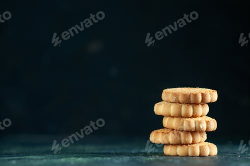 Preview: front view sweet cookies on dark blue background dessert biscuit sugar sweet break dough cake free