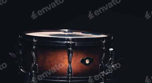 Preview: Close-up, snare drum on a dark background isolated.