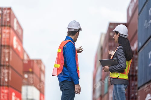 Preview: logistics workers people working to operation on site containers yard.