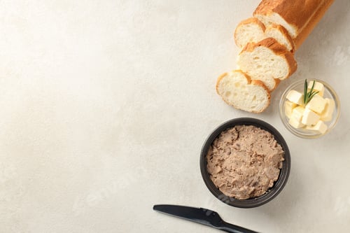 Preview: Concept of tasty food with pate, space for text