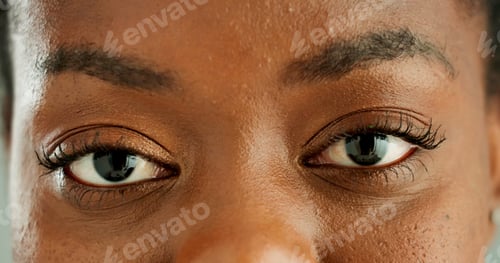 Preview: Closeup, eyes and woman with vision, face and optometry with optical assessment and healthy eyesigh