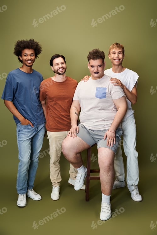 Preview: Four friends celebrate queer identity with vibrant expression and style in a lively studio setting