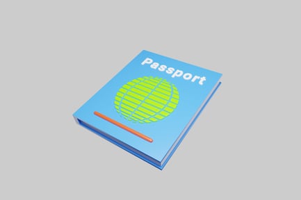 Preview: Blue passport with green globe