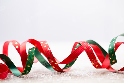 Preview: Christmas gift ribbon and gray background.