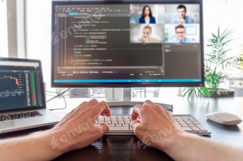 Preview: Working remotely computer personal perspective video chat