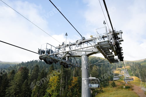 Preview: Chairlift in ski mountain resort at summer time