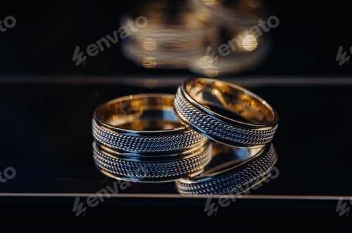 Preview: Close-up of two gold wedding rings for a wedding
