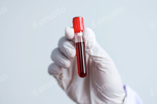Preview: Medical Gloves Holding Blood Sample For Hiv Test