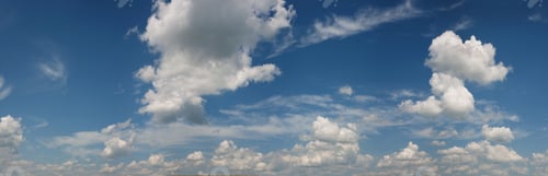Preview: panoramic view of blue sky with clouds, head of site, nature vibes