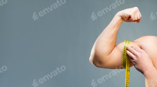 Preview: muscular man on gray background