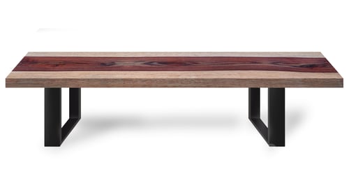 Preview: Table modern style made of rosewood wood legs made of steel on a white background
