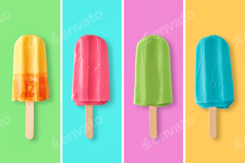 Preview: Colorful frozen ice cream on color background