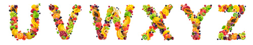 Preview: Food font. Letters made of fruits and berries