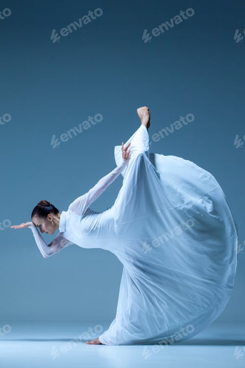 Preview: Portrait of the ballerina on blue background