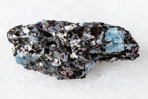 Preview: sample of raw kyanite in biotite rock on white