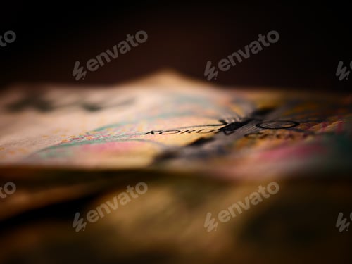 Preview: Closeup shot of Czech korun money on a blurred background