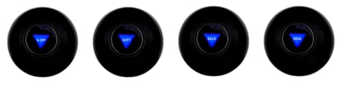 Preview: Set of magic eight balls predictions PERCENTS OFF, DEAL, SALE, GIFT isolated on white background