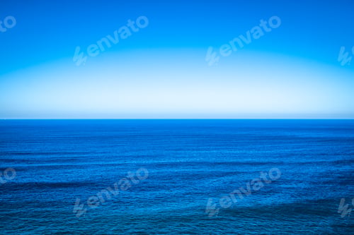 Preview: Sea Blue Seascape With Clear Horizon Line And Sky