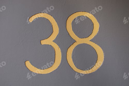 Preview: house number 38 in yellow on gray