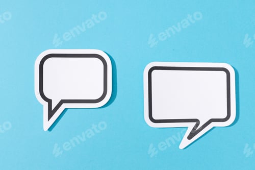 Preview: Two Blank Speech Bubble isolated on blue background