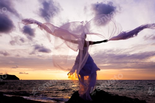 Preview: bride on a tropical beach at sunset