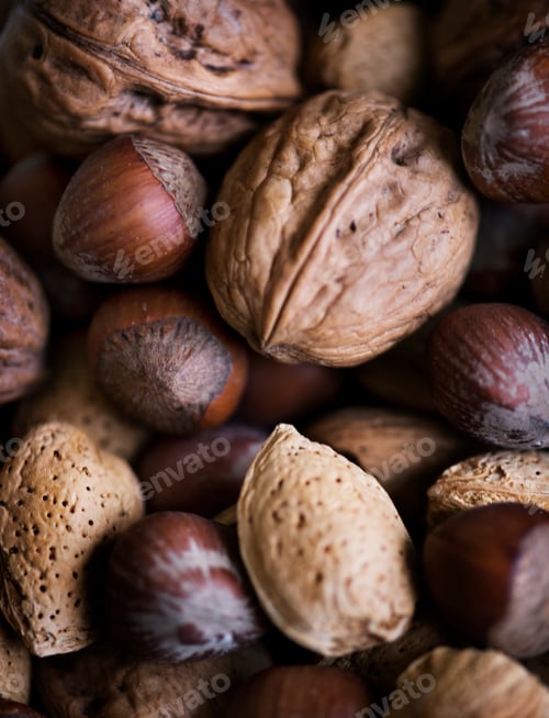 Preview: Variety of dried nuts food photography
