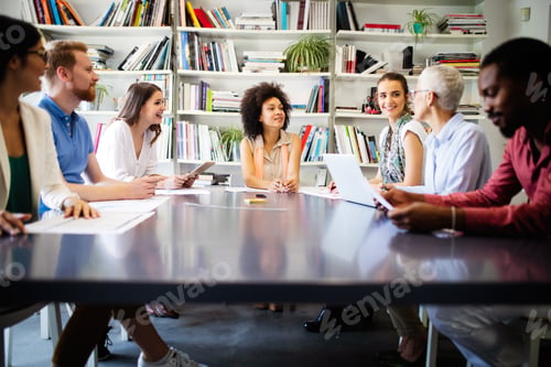 Preview: Group of successful business people at work in office