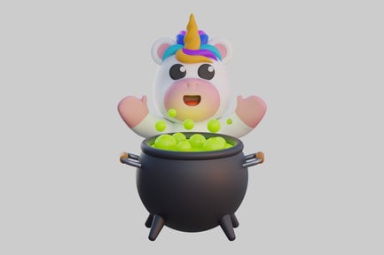 Preview: Unicorn with bubbling cauldron