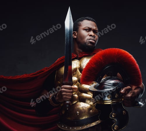 Preview: Angry roman warrior with gladius in breeze