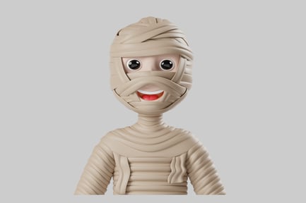 Preview: Cheerful wrapped mummy character asset