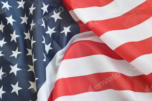 Preview: United States of America waving flag with many folds. Patriotic background for 4th July Day design