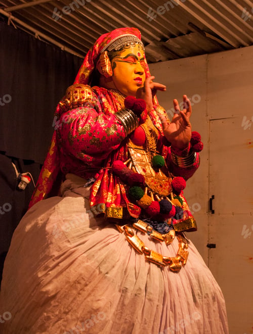 Preview: Portrait of Kathakali dance performer in Kerala, India