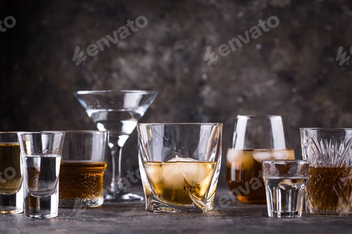 Preview: Assortment of various strong alcohol drinks