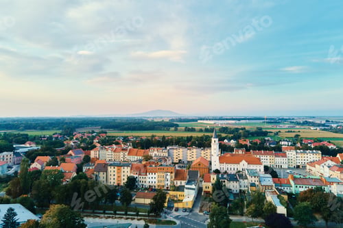 Preview: Cityscape of small european town, aerial view