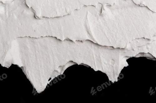 Preview: Structural Plaster White On A Black Background. White Cream. Paint Smear. Plasticine