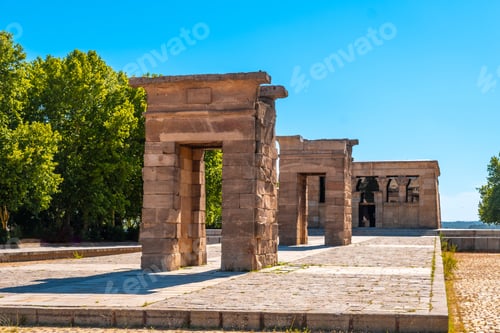 Preview: Temple of Debod in Madrid city of Egypt, ancient Egyptian temple in summer without people