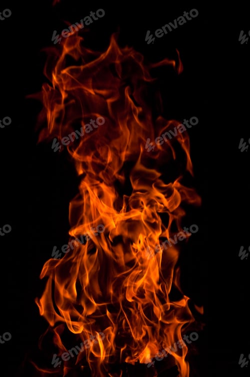 Blazing Orange Flames Against A Black Background