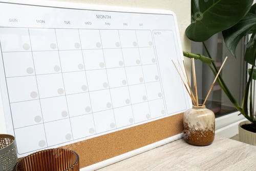 Preview: Monthly PLANNER. Empty Magnetic board with the days of the month. Place to enter important matters