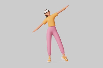 Preview: A woman wearing virtual reality glasses