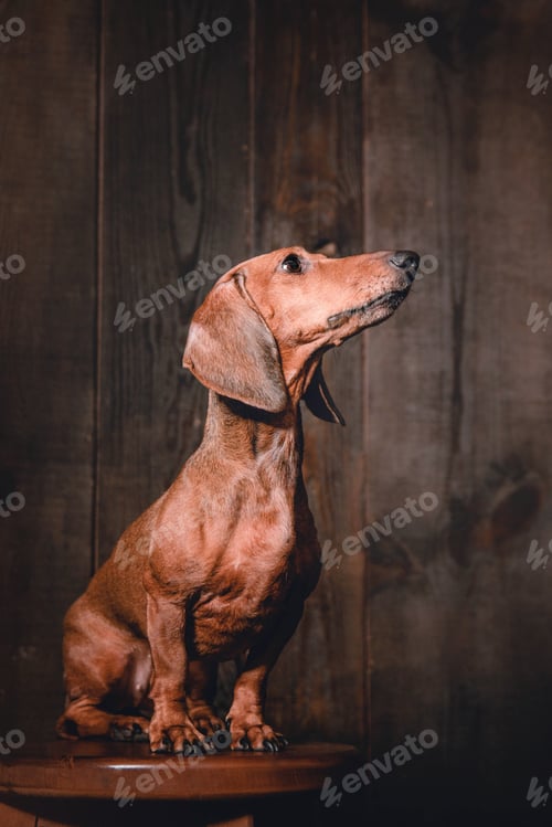 Preview: Happy New Year, Christmas holidays and celebration. Dog (pet) near the Christmas tree.