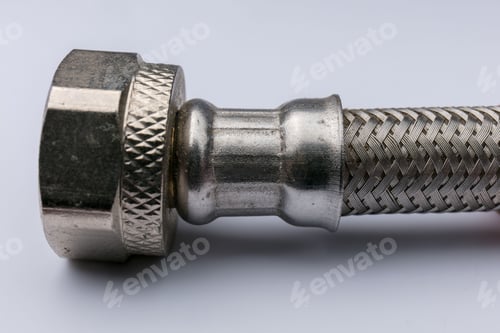 Preview: Stainless braided hose on white background