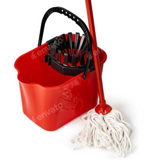 Preview: Empty plastic household bucket on a white background.