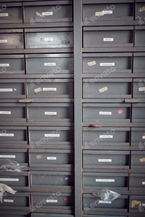 Preview: Storage Drawers In Carpentry Workshop For Building Bicycles
