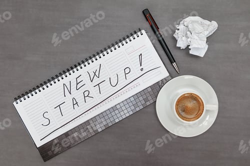 New Startup, Desk With Coffee, Ideas Concept