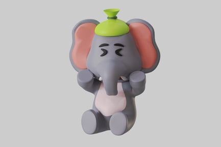 Preview: Cartoon elephant with green hat