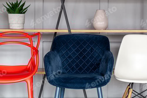 Preview: Textured suede chair with high legs in the interior of the room.